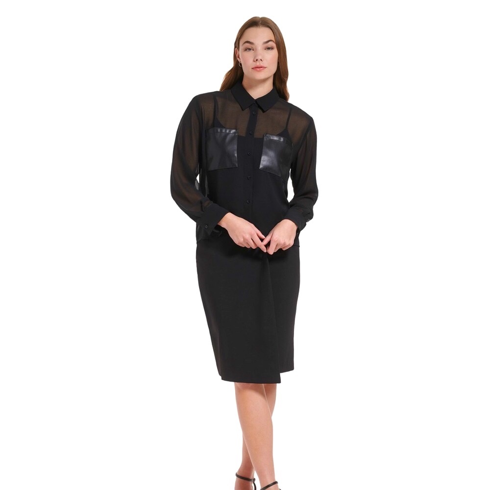 Calvin Klein Black XL-Blouse & Calvin Klein size 14- Black faux wrap shirt
